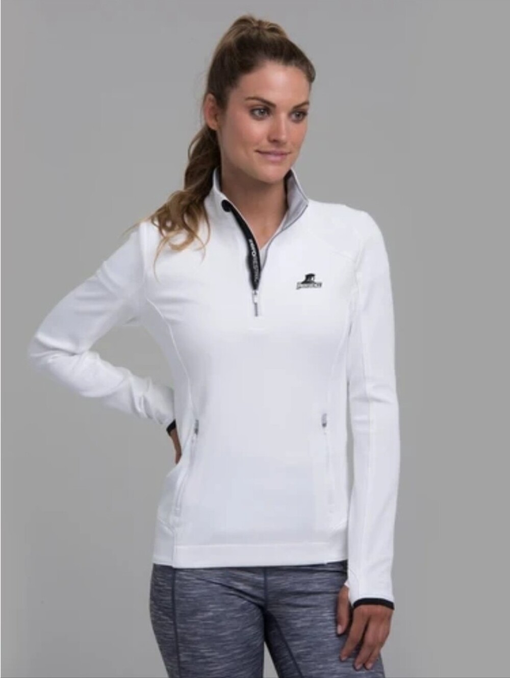 ZERO RESTRICTION Sofia Z500 Performance Quarter Zip White/Silver SZ Medium